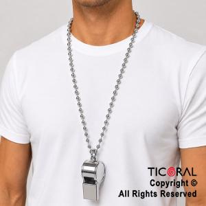 COLGANTE COLLAR DE CUENTAS CON SILBATO PLATA x 1