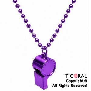 COLGANTE COLLAR DE CUENTAS CON SILBATO VIOLETA x 1