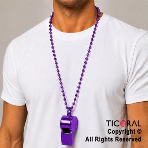 COLGANTE COLLAR DE CUENTAS CON SILBATO VIOLETA x 1