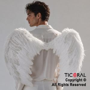 ALAS DE ANGEL CON PLUMAS BLANCAS PREMIUM 80 X 60 CM