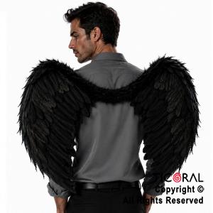 ALAS DE ANGEL CON PLUMAS NEGRAS PREMIUM 80 x 60 cm