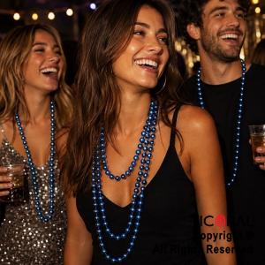COLGANTE COLLAR DE CUENTAS AZUL SET X 4