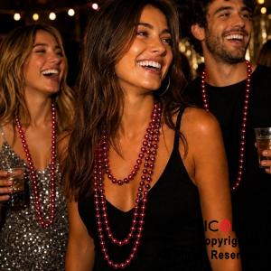 COLGANTE COLLAR DE CUENTAS ROJO SET X 4
