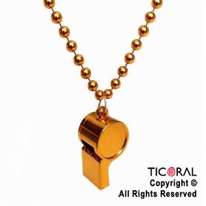COLGANTE COLLAR DE CUENTAS CON SILBATO NARANJA x 1