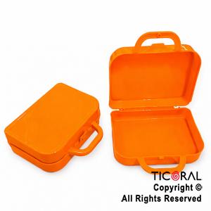 MINI VALIJITA PLASTICA NARANJA (14 X 4,5 X 10)