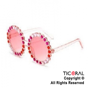 Anteojo Lennon strass multicolor marco rosa x 1