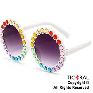 Anteojos Lennon strass multicolor marco blanco x 1