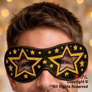 ANTIFAZ HOLOGRAFICO NEGRO Y ORO ESTRELLA CARTON x 12 UNIDADES