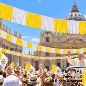 BANDERIN PLASTICO PAPAL COMUNION FLECOS X 2.14 MTS