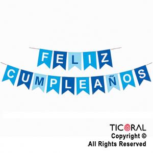 BANDERIN FELIZ CUMPLEA�OS CELESTE Y AZUL