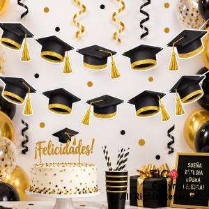 BANDERIN GORROS DE EGRESADOS CON GLITTER