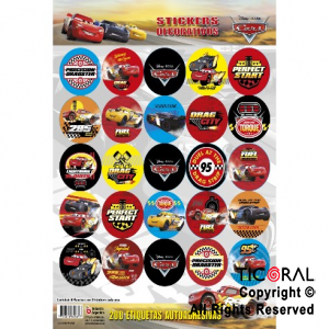 CARS STICKERS AUTOADHESIVOS  24 UNIDADES