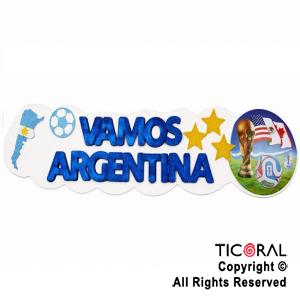 CARTEL VAMOS ARGENTINA AZUL 3 ESTRELLAS MAPA Y PELOTA GIBRE GOMA EVA x 1