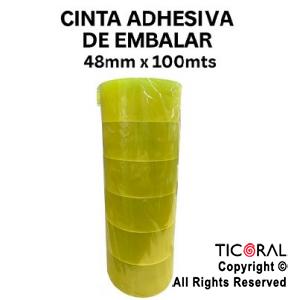 CINTA ADHESIVA DE EMBALAJE 48 mm x 100 mts TRANSPARENTE (PACK X 6 UNID)