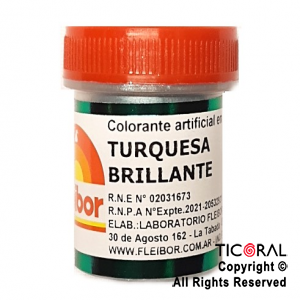 COLORANTE FLEIBOR TURQUESA BRILLANTE EN POLVO 4 GR x 1