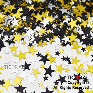 CONFETI HS5570 ESTRELLAS ORO/PL/NG 14GR x 12