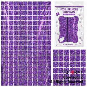 CORTINA DE CUADROS METALIZADA HOLOGRAFICA VIOLETA LASER 2 MT X 1MT x 1