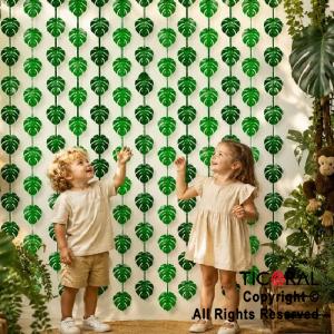CORTINA METALIZADA HOJAS VERDES 2 MT X 1 MT