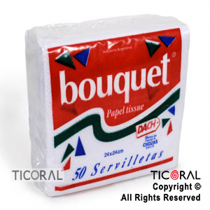 SERVILLETA BOUQUET PREMIUM 33X33 2 VELOS BLANCA x 25