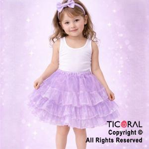 POLLERA TUTU INFANTIL LISA LILA CON 3  VOLADOS DE 30 CM DE LARGO (HS2474-3)