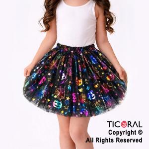 POLLERA TUTU INFANTIL BRUJA MULTICOLOR HALLOWEEN DE 30 CM DE LARGO