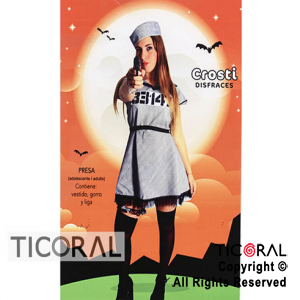 DISFRAZ PRESA SEXY CON GORRO Y LIGA ADULTO CR x 1
