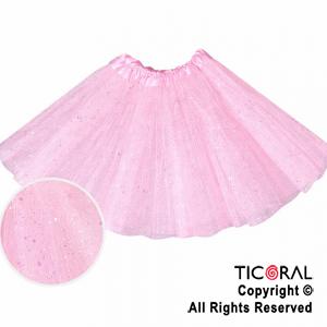 POLLERA TUTU INFANTIL CON BRILLOS ROSA DE 30 CM DE LARGO