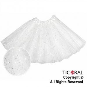 POLLERA TUTU INFANTIL CON BRILLOS BLANCO DE  30 CM DE LARGO