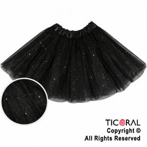 POLLERA TUTU INFANTIL CON BRILLOS NEGRO DE 30 CM DE LARGO