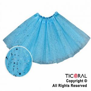 POLLERA TUTU INFANTIL CON BRILLOS CELESTE DE 30 CM DE LARGO