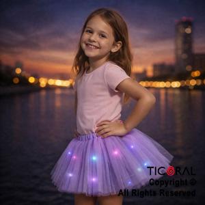 POLLERA TUTU INFANTIL LUMINOSA VIOLETA DE 30 CM DE LARGO