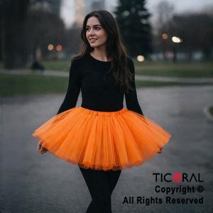 POLLERA TUTU ADULTO LISA NARANJA DE 40 CM DE LARGO