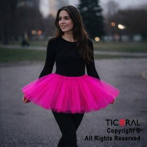 POLLERA TUTU ADULTO LISA FUCSIA DE 40 CM DE LARGO
