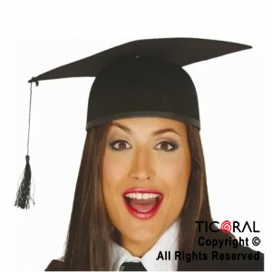 SOMBRERO EGRESADOS (GRADUACION) LUJO NEGRO CON BIRRETE x 1