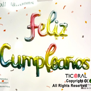 copy of Guirnalda Feliz Cumpleaños Cursiva Plateado Color Black