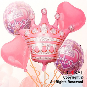 Cumpleaños Corona De Princesa Decoracion Globos Numero Latex 1 Año Niña Set  Rosa