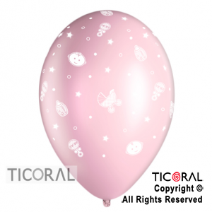 GLOBO SEMPERTEX R12 INF FASHION PASTEL ROSADO BEBITOS x 50