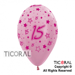 GLOBO SEMPERTEX R12 INF SATIN ROSADO NUMERO 15 x 50