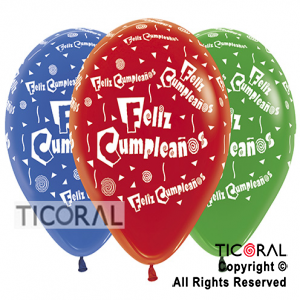 GLOBO S R12 INF CRISTAL FELIZ CUMPLEA?OS FIESTA SURTIDO x 50