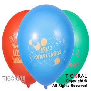 GLOBO SEMPERTEX R12 FASHION FELIZ CUMPLEAOS 1C SURTIDO x 50