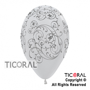 GLOBO SEMPERTEX R12 INF SATIN PLATA FILIGRANA x 50