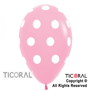 GLOBO S R12 INF FASHION 009 ROSA PUNTOS BLANCO x 50