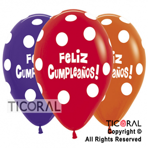 GLOBO SEMPERTEX R12 INF FASHION F/CUMPLE PUNTOS SURTIDO x 50
