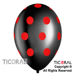GLOBO SEMPERTEX R12 INF FASHION NEGRO PUNTOS ROJO x 50