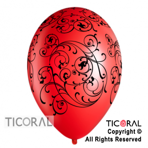GLOBO SEMPERTEX R12 INF FASHION ROJO FILIGRANA NEGRA x 50