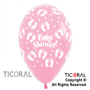 GLOBO SEMPERTEX R12 INF FASHION PASTEL BABY SHOWER PIECITOS ROSA x 50