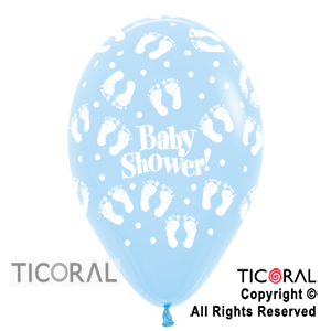 GLOBO SEMPERTEX R12 INF FASHION PASTEL BABY SHOWER PIECITOS AZUL CELESTE x 50