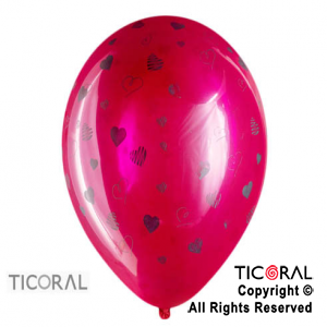 GLOBO SEMPERTEX R12 INF CRISTAL FUCSIA CORAZONES 1 x 50
