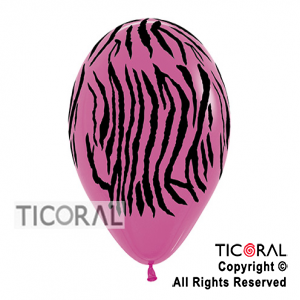GLOBO SEMPERTEX R12 INF FASHION CEBRA FUCSIA Y NEGRO x 50