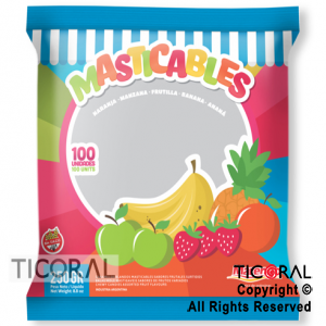 CARAMELO MASTICABLE FRUTALES 250 GR X 100 UNIDADES x 1